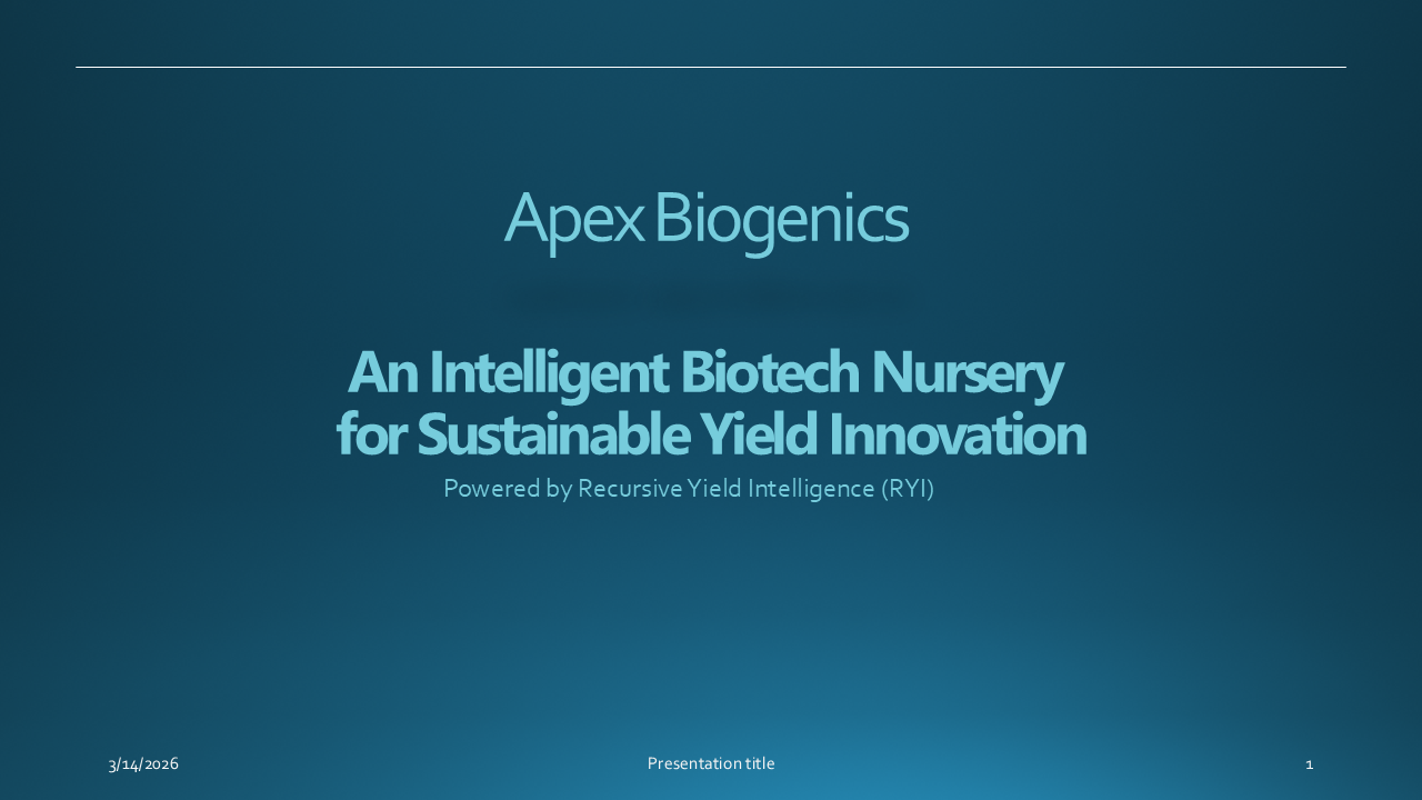 Apex Biogenics Overview, Commercial Wholesale Nursery Slide 01 